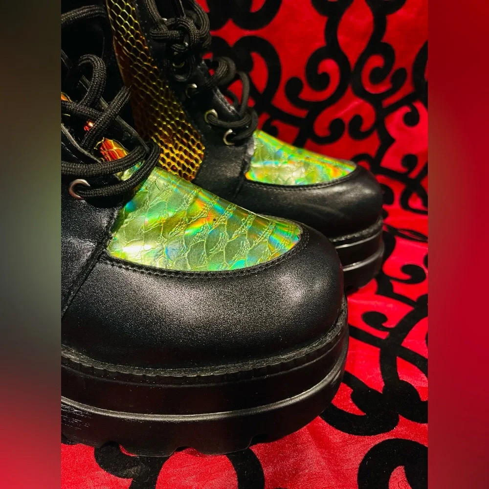 Women’s Platform Chunky Sole Iridescent Boots